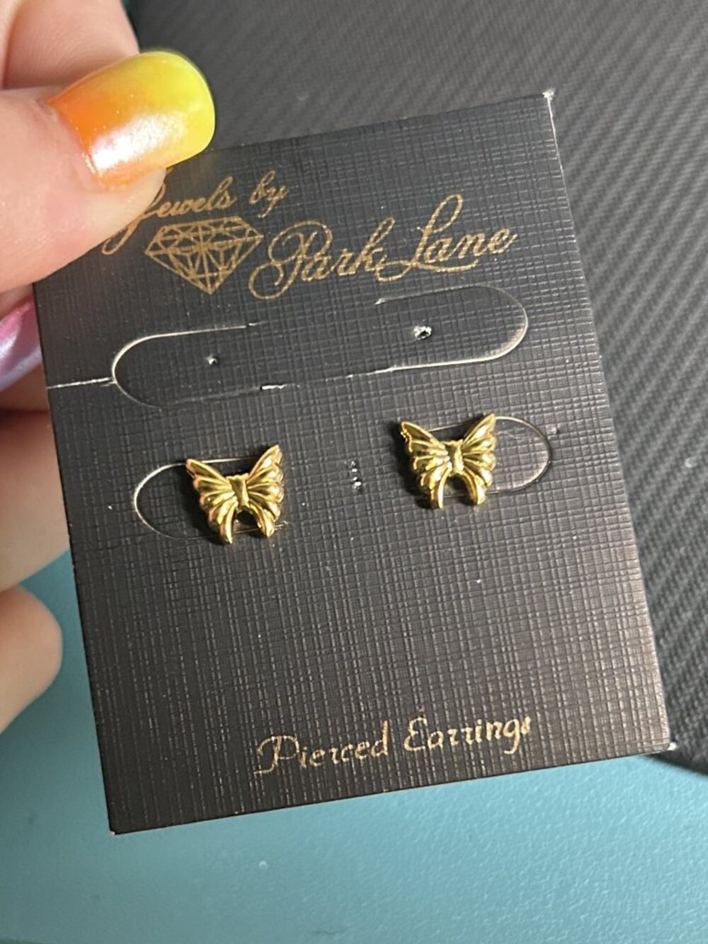 Jewels by Park Lane Dainty Gold Butterfly Studs Minimalist NWT - Picture 2 of 3